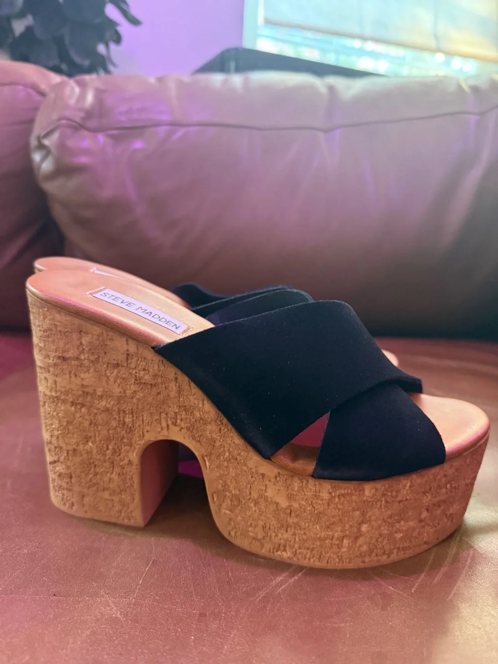 Steve Madden Saffron Suede Platform Sandals Size 10